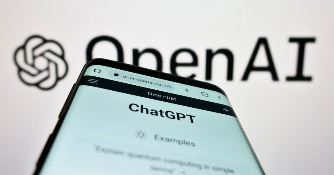 A photo of a mobile phone with the ChatGPT app open