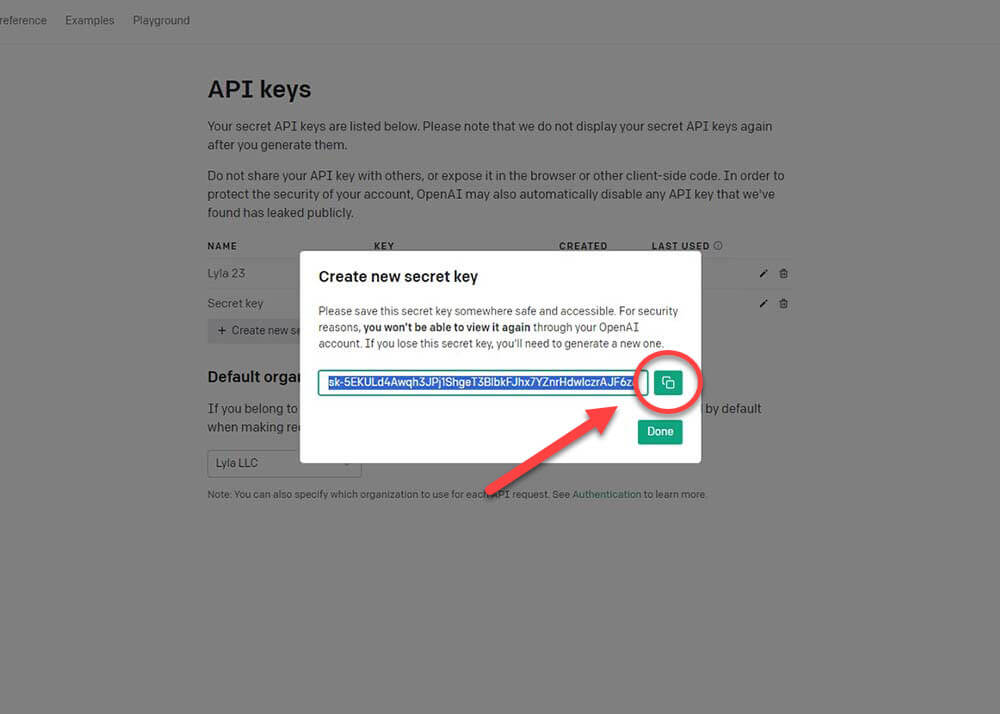 How to create an api key on openai.com